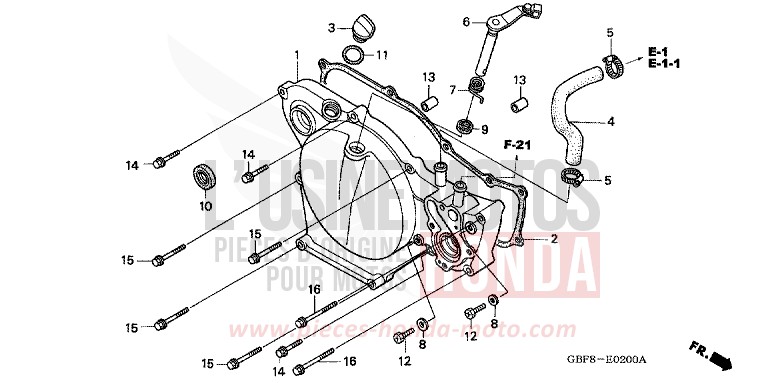 PANNEAU CARTER-MOTEUR D. de CR85R "Grandes Roues" EXTREME RED (R292) 2004